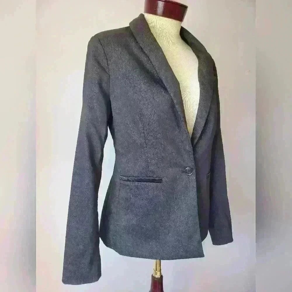 Guess black silver sparkle blazer size 10 - Picture 2 of 11